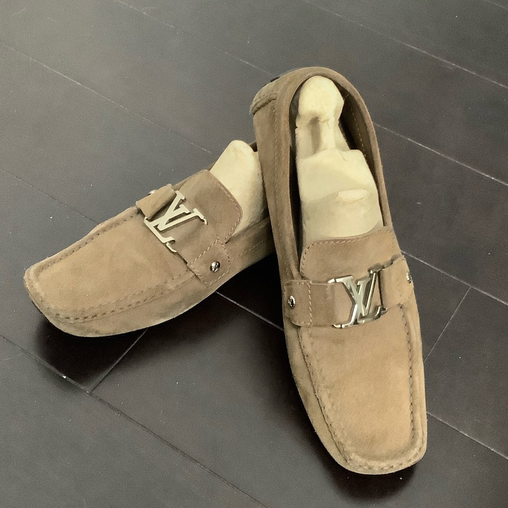 Louis Vuitton Brown Suede Loafers with Silver Logo, FA 0141